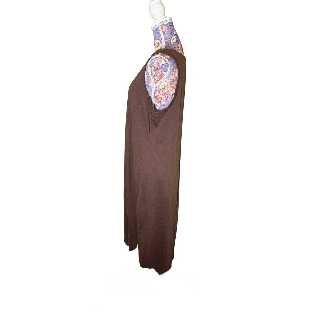 Sonoma Goods For Life Brown V-Neck Sleeveless Midi T-Shirt Dress‎ Size L